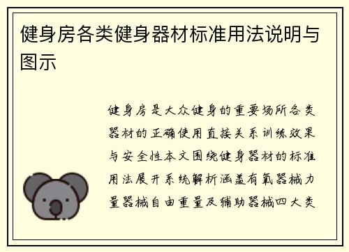 健身房各类健身器材标准用法说明与图示