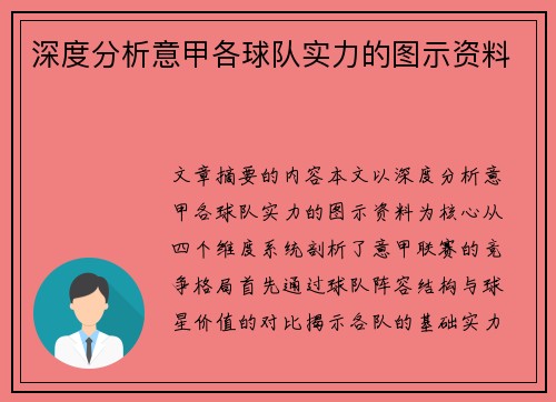 深度分析意甲各球队实力的图示资料
